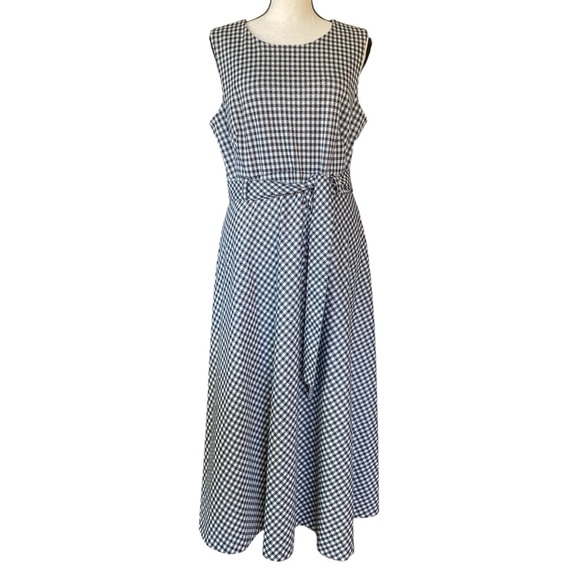 Calvin Klein black-and-white checkered belted dress size 12 - Picture 2 of 6